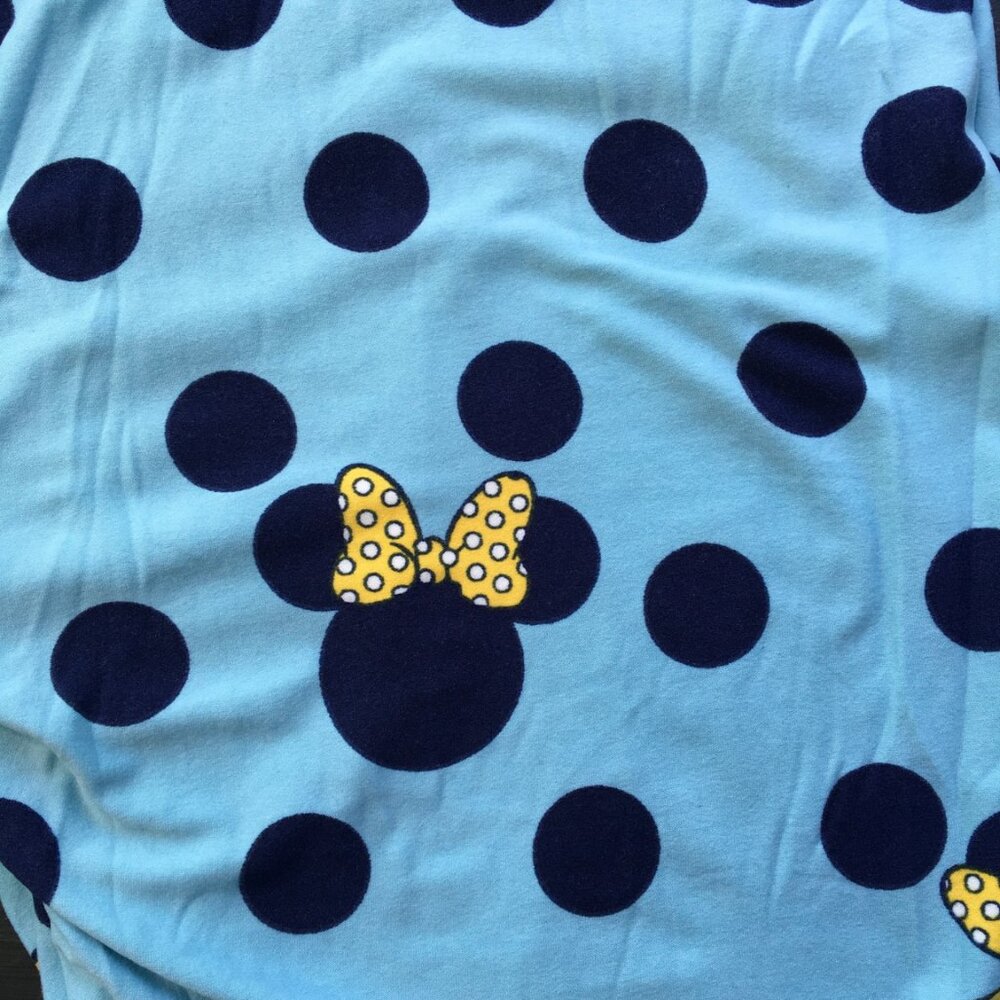 Boutique style pattern, leggings, Minnie Mouse, light blu/navy/yellow accent